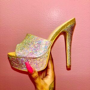 Delicacy Gold and Silver Rhinestone Heels